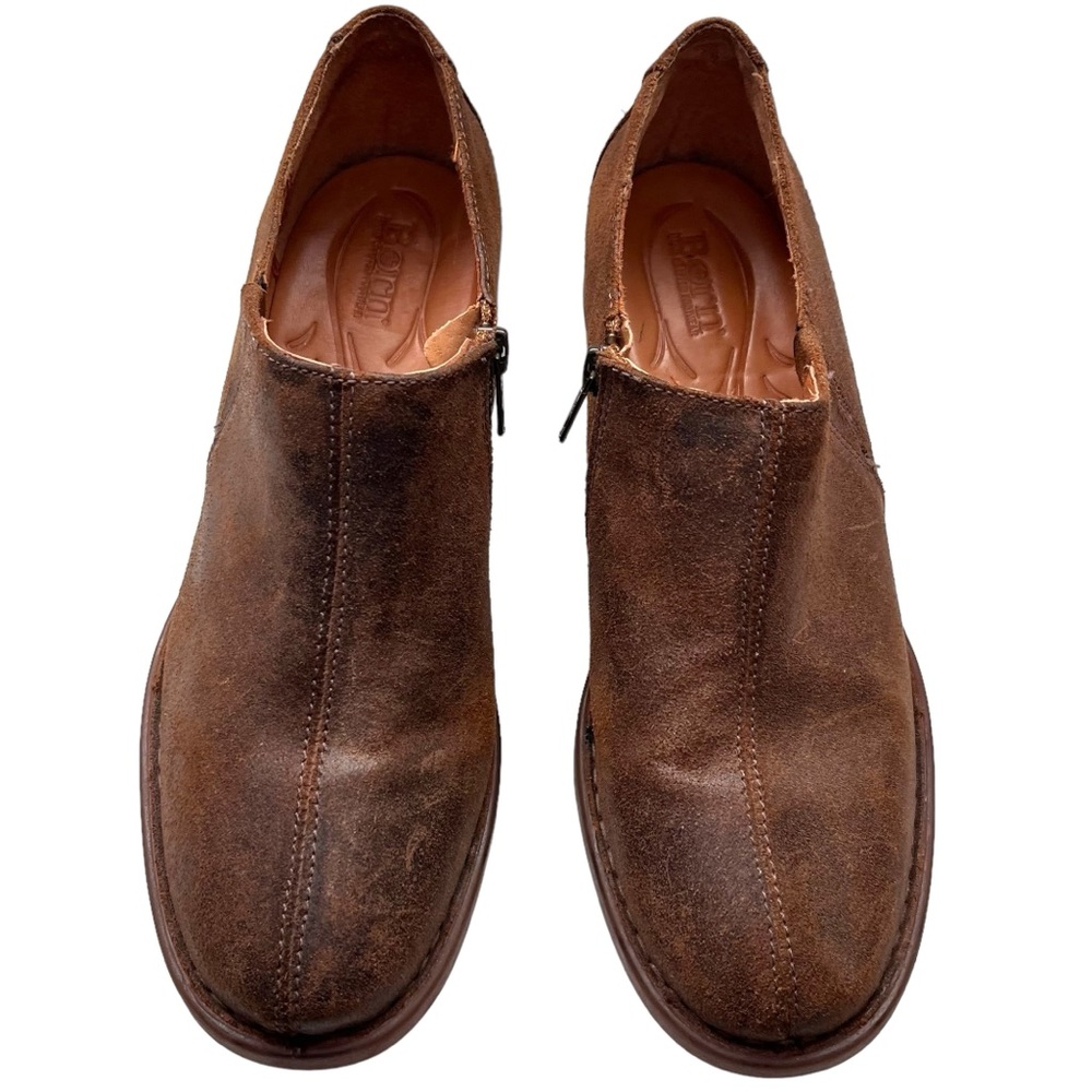 Born Silvie Waxed Leather Suede Ankle Slip On Shoes, 10M, Western Cowgirl